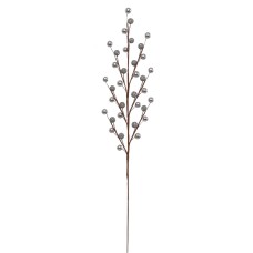 Silver Metallic Textured Berry Spray with 35 Berries, 18.5 Inches (Lot of 12 Berry Sprays) SALE ITEM